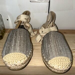 Gray and Beige Espadrille Flats